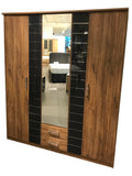 Rex Hinged Door Cornice Wooden Wardrobe with Glass Overlay