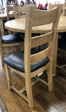 Weathered Oak Ladder Back Dining Chair & Chocolate Brown Faux Leather Seat