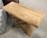 Weathered Oak Side Table with Inbuilt Wine Rack