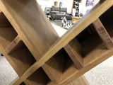 Weathered Oak Side Table with Inbuilt Wine Rack