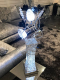 Diamond Silver wire Table Lamp with Black Flowers