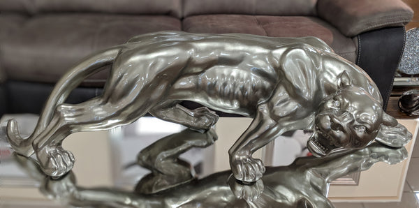 Pewter Styled Snarling Leopard Ornament