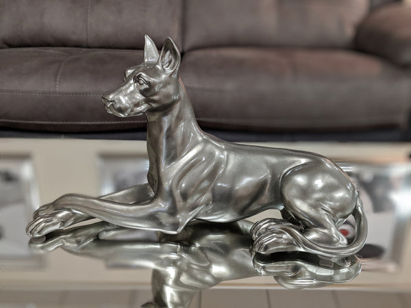 Pewter Styled Laying Doberman Dog Ornament